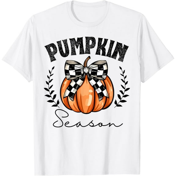 Pumpkin Season Coquette Pumpkin Bow Halloween Spooky Season T-Shirt