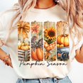 thumbnail image 1 of Pumpkin Season Fall T-Shirt, Coquette Floral Autumn Shirt with Leopard Sunflower, Cute Fall Vibes Graphic Tee for Women, 1 of 5