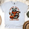 thumbnail image 1 of Graphic T-Shirt Thankful Blessed and Kind of a Mess Raccoon Print for Women, Ash, Size 2XL, 1 of 6