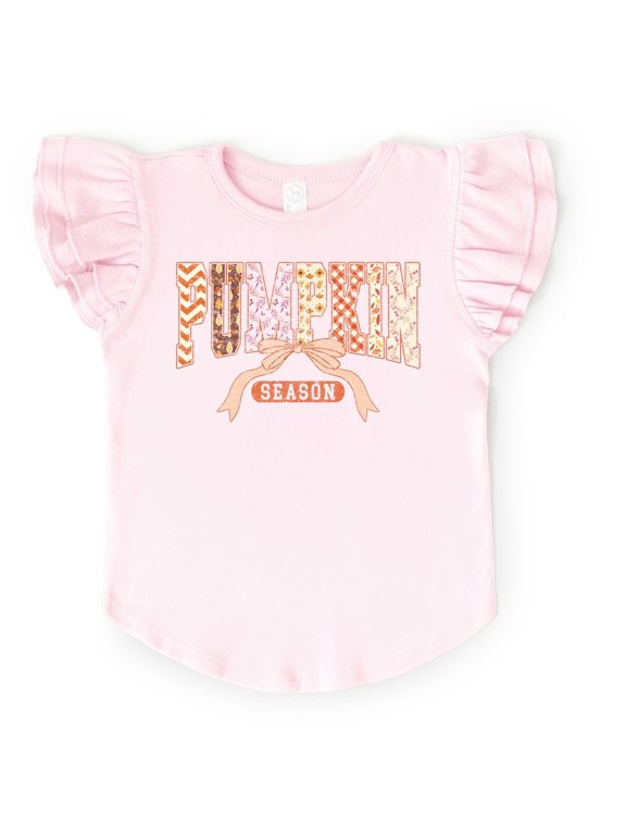 Pumpkin Season Patterns - Flutter Sleeve Graphic T-Shirt