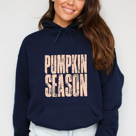 Pumpkin Season Stacked Distressed - Women's Graphic Hoodie
