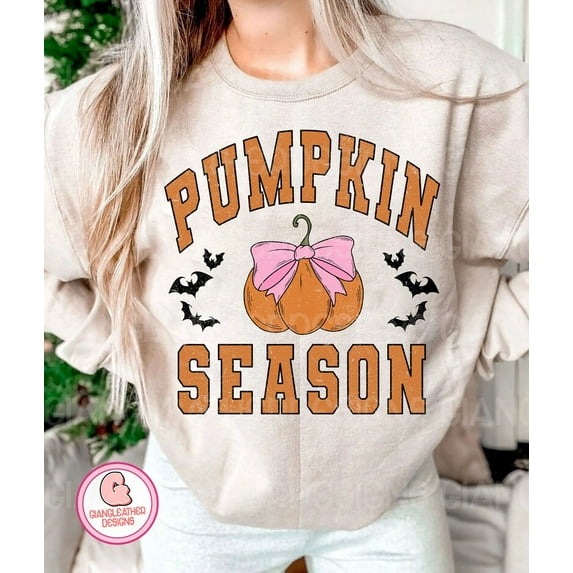Pumpkin Season Sweatshirt, Coquette Pumpkin Spice Pullover, Varsity Halloween Pumpkin Sweater, Cute Spooky Fall Shirt