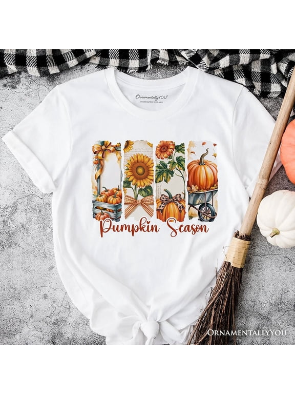 Pumpkin Season T-Shirt, Fall Sunflower Coquette Bow Autumn Tee