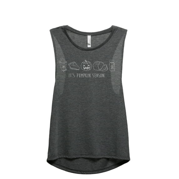 Pumpkin Season Women's Fashion Sleeveless Muscle Workout Yoga Tank Top Charcoal Grey X-Large