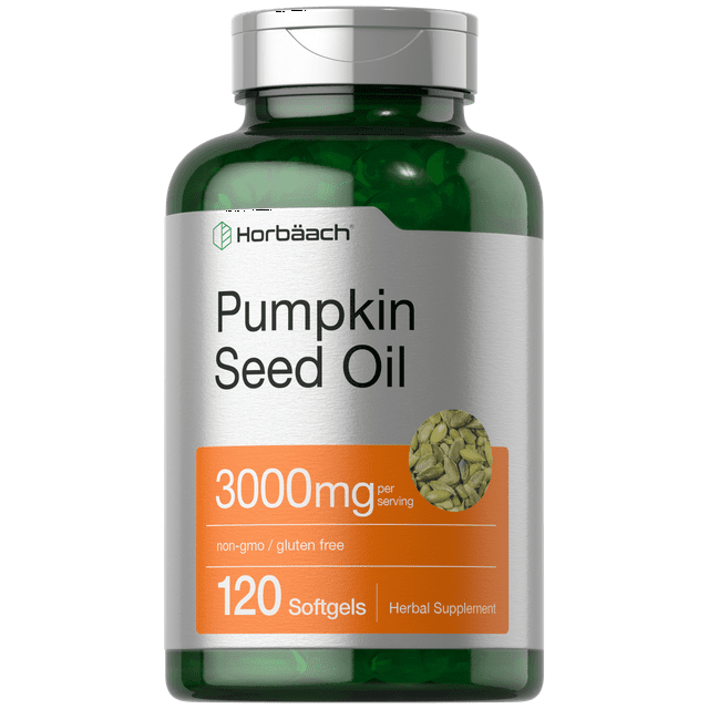Pumpkin Seed Oil 3000mg 120 Softgel Capsules Cold Pressed Dietary Supplement NonGMO and