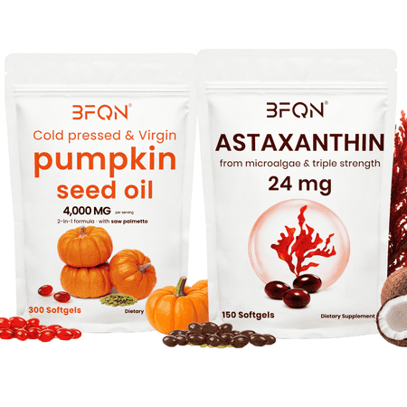 Pumpkin Seed Oil Capsules with Saw Palmetto – 3000mg per Serving, 300 Softgels | Cold Pressed, Pure Virgin Oil | Supports Hair, Urinary, Bladder & Prostate Health | Non-GMO