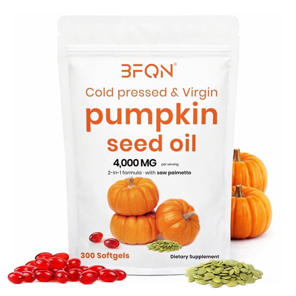 Pumpkin Seed Oil Capsules with Saw Palmetto 3000mg per Serving, 300 Softgels | Cold Pressed, Pure Virgin Oil | Supports Hair, Urinary, Bladder & Prostate Health | Non-GMO