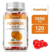Pumpkin Seed Oil Capsules - with Saw Palmetto - Cold Pressed Virgin Oil | Supports Prostate, Bladder, Urinary & Hair Health - 120 Count