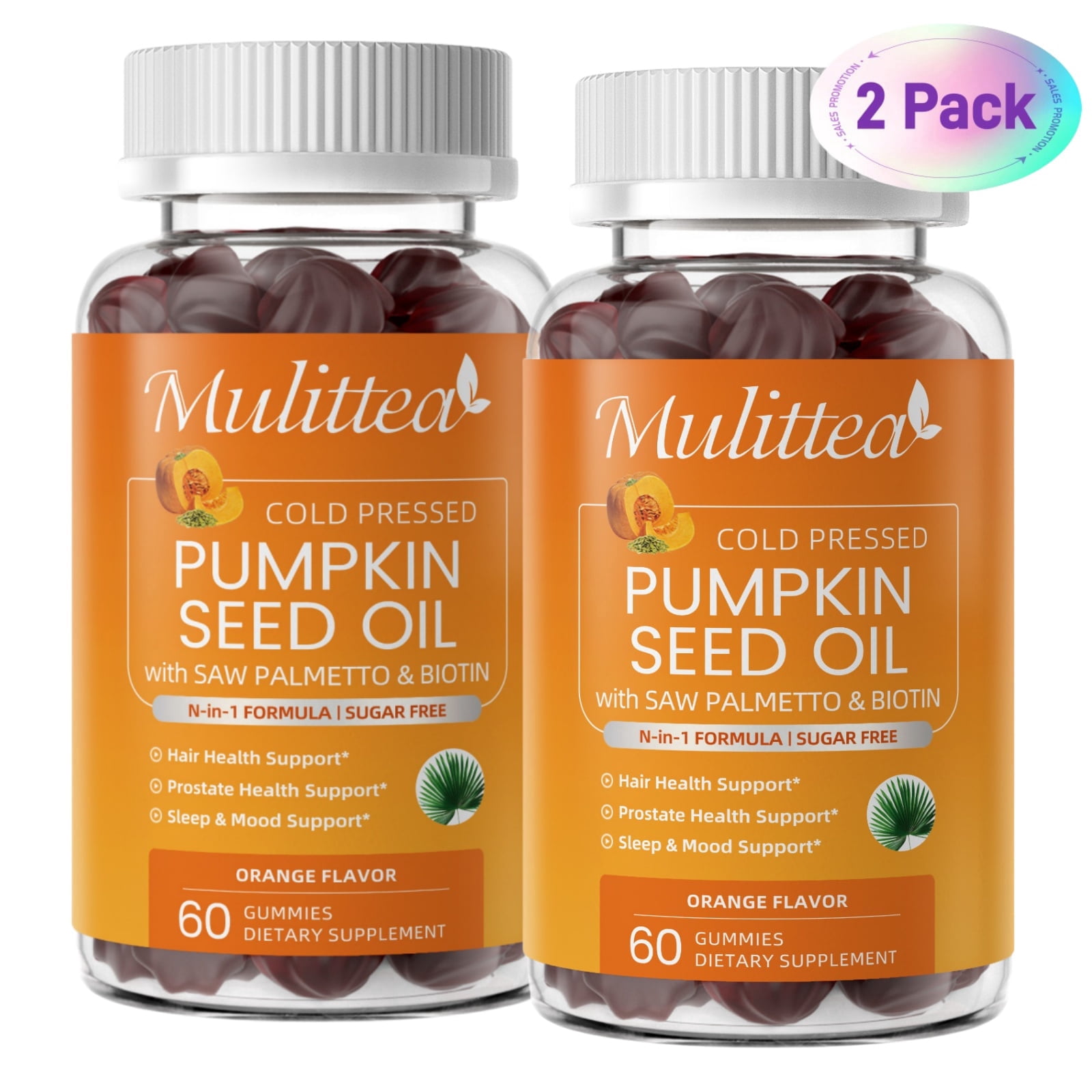 Pumpkin Seed Oil Gummies for Prostate Health, Immune & Urinary Tract Support, Hair & Skin Health - Cold Pressed Pumpkin Seed Oil with Saw palmetto - Vegan, Sugar Free - Orange Flavor, 120 Count