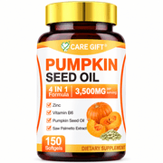 Pumpkin Seed Oil with Saw Palmetto, Zinc Vitamin B6, 3500mg 4-in-1 Advanced Formula, Cold Pressed Essential Fatty Supports Immune Hair Urinary Bladder Prostate Health, 150 Softgels