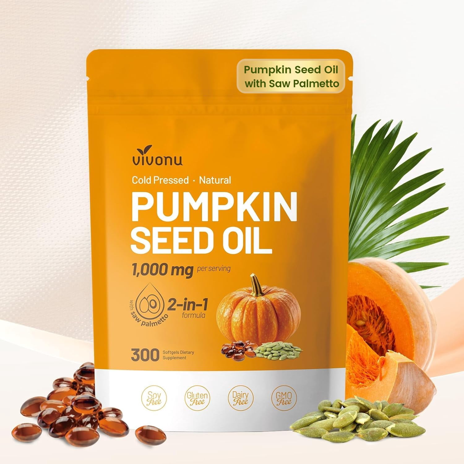 Pumpkin Seed Oil with Saw Palmetto,300 Softgels |