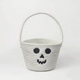 thumbnail image 1 of Pumpkin Shape Halloween Candy Basket Treat Bucket with Handle for Trick or Treat Candy Collection (White), 1 of 2