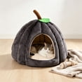 thumbnail image 1 of Pumpkin Shape Pet Cave Bed Soft Enclosed Warm Sleeping House for Cats Small Dogs, Removable Cushion Indoor Pet Shelter with Cozy Padding, 1 of 5