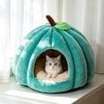 thumbnail image 1 of Pumpkin Shape Pet Cave Bed Soft Enclosed Warm Sleeping House for Cats Small Dogs, Removable Cushion Indoor Pet Shelter with Cozy Padding, 1 of 5