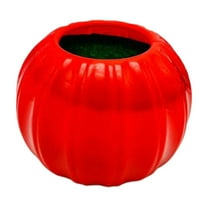 Pumpkin Shape Plastic Vase for Dry Flower Halloween Thanksgiving Decorations - Pampas Gras Flower Decorative Vase Fall Decorations - Modern Pot for Home Room Office Party Wedding (Red)