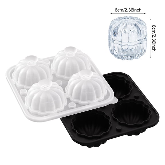 Pumpkin Shape Silicone Ice Tray - 4 Large Square Ice Cube Molds for Creative Drinks Multifunctional food mold