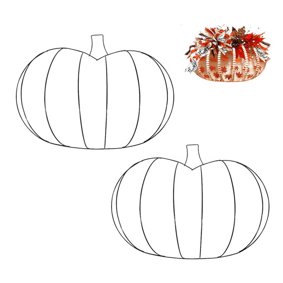 Pumpkin Shaped 3D Wreath Forms, Metal Wire Wreath Frame or Halloween Autumn Fall DIY Crafts Floral Home Front Door Window Wall Garden Porch Holiday Hanging Decorations 13x17.625-in. Set of 2