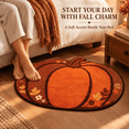 thumbnail image 1 of Pumpkin-Shaped Bath Mat, Soft Absorbent Non-Slide Floor Rug for Halloween, Fall and Thanksgiving Entryway, Bathroom and Seasonal Home Decor, 1 of 6