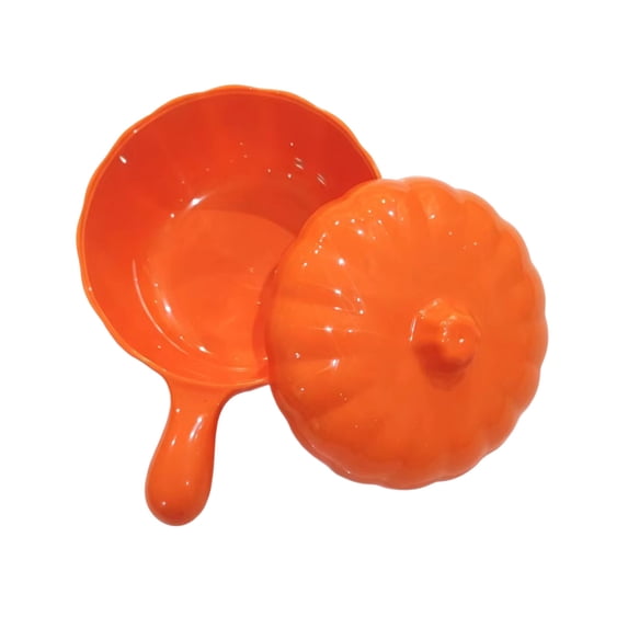 Pumpkin‑Shaped Bowl with Lid, Plastic Multi‑Purpose Serving Bowl, Fall Thanksgiving Halloween Decor Storage Bowl, Reusable Snack Fruit Container for Home Kitchen Countertop