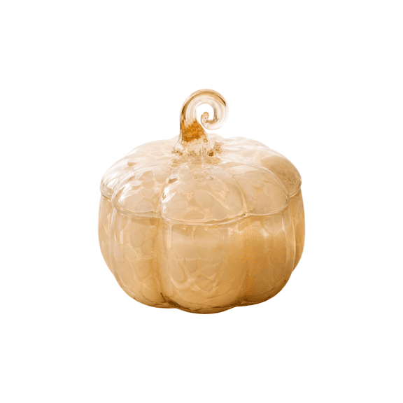 Pumpkin Shaped Candle,Hand Blown Cream Glass Pumpkin Jar Scented Candle, Neutral Farmhouse Fall Tabletop Fragrance Decor, Aesthetic Thanksgiving Indoor Vignette Accent