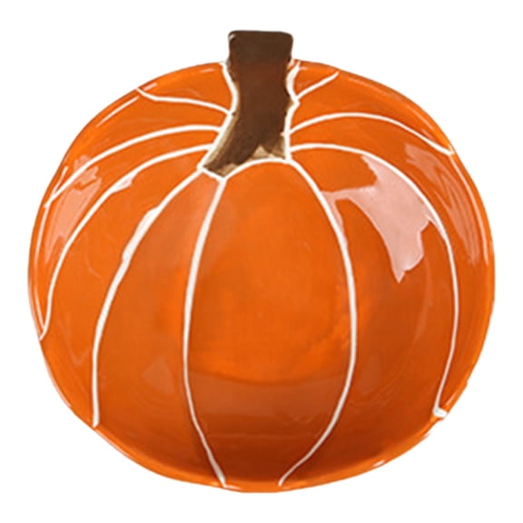 Pumpkin Shaped Ceramic Candy Bowl With Lid, Cute Cauldron French Onion Soup Bowl, Trick Or Treat Sugar Barrel Holder For Halloween, Orange