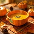 thumbnail image 1 of Pumpkin Shaped Ceramic Tableware,Thanksgiving Kitchen Decor Durable Western Style Ceramic Dish Set Including Plate Bowl Sauce Pitcher,Festive Table Accessory for Daily Household, 1 of 8