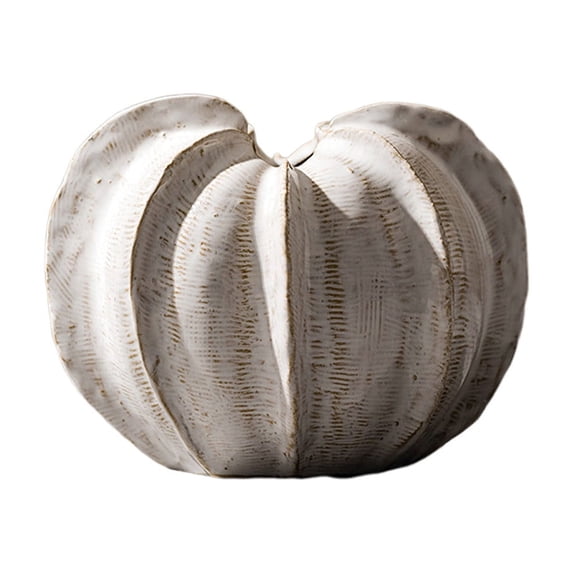 Pumpkin Shaped Ceramic Vase White Small Dried Flower Vase For Home Decor Farmhouse Centerpiece Short 5.9in