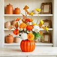 thumbnail image 1 of Pumpkin-Shaped Ceramic Vase with Handmade Silk Flower Arrangement for Living Room, Dining Table, and Home Decor Orange, 1 of 5
