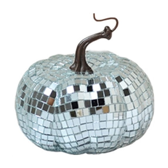 Pumpkin Shaped Disco Mirror Ball Fall Decoration, Reflective Tabletop Ornament for Home Party Bar Desktop Harvest Display