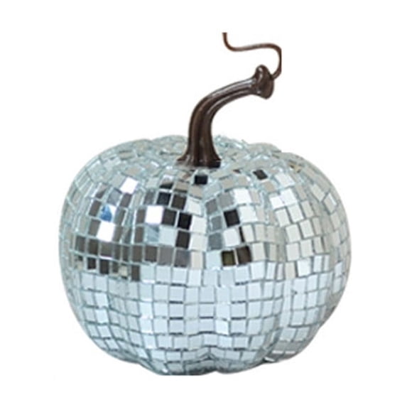 Pumpkin Shaped Disco Mirror Ball Fall Decoration, Reflective Tabletop Ornament for Home Party Bar Desktop Harvest Display