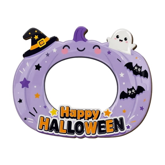 Pumpkin Shaped Picture Frame, Wood, 1 Frame, Halloween Home Decor for Tabletop and Wall