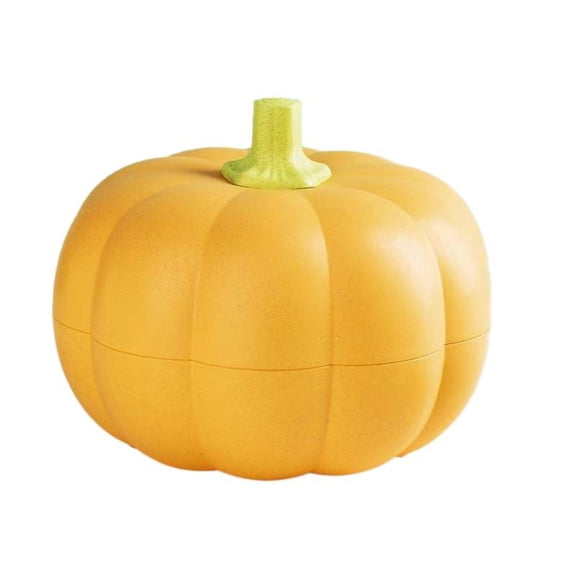 Pumpkin Shaped Serving Bowl with Lid, 2-Tier Detachable PP Plastic Snack Tray (7.09×5.91in), for Candy Fruit Halloween Thanksgiving Home Decor