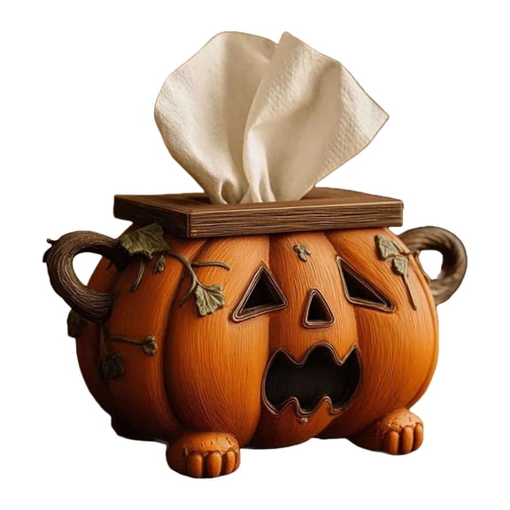 Pumpkin Shaped Tissue Dispenser Halloween Decoration for Home, with Sturdy Base
