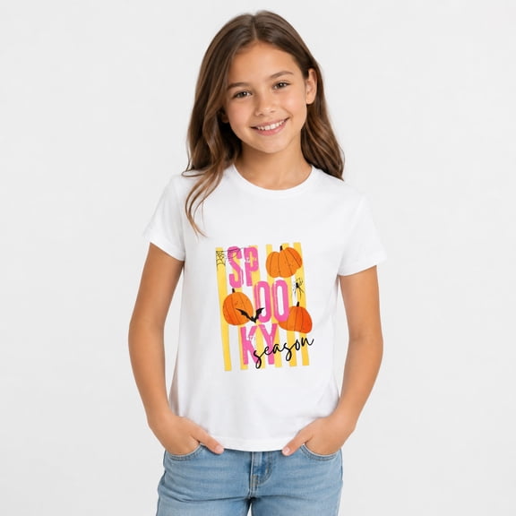 Pumpkin Shirt, Spooky Season Pumpkin Graphic Short Sleeve Casual Halloween T-Shirt