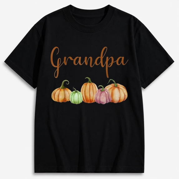 Pumpkin Shirt for Men, Grandpa Pumpkin Graphic T-Shirt, Short Sleeve Fall Family Shirt