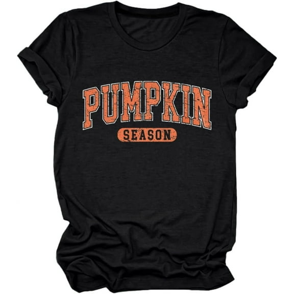 Pumpkin Shirts for Women Thanksgiving Halloween Tshirts Fall Casual Cozy Season Short Sleeve Tops