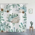 thumbnail image 1 of Pumpkin Shower Curtain, Fall Harvest Green Pumpkins Pattern Bath Curtains Watercolor Autumn Thanksgiving Bathroom Curtain Waterproof Fabric with Hooks for Home Decor, 72Wx84H, 1 of 6