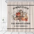 thumbnail image 1 of Pumpkin Shower Curtain Fall Thanksgiving Harvest Gather Rustic Sweet Farmhouse Home Fabric Bathroom Decor Set with Hooks,70 W X 70 H, 1 of 4