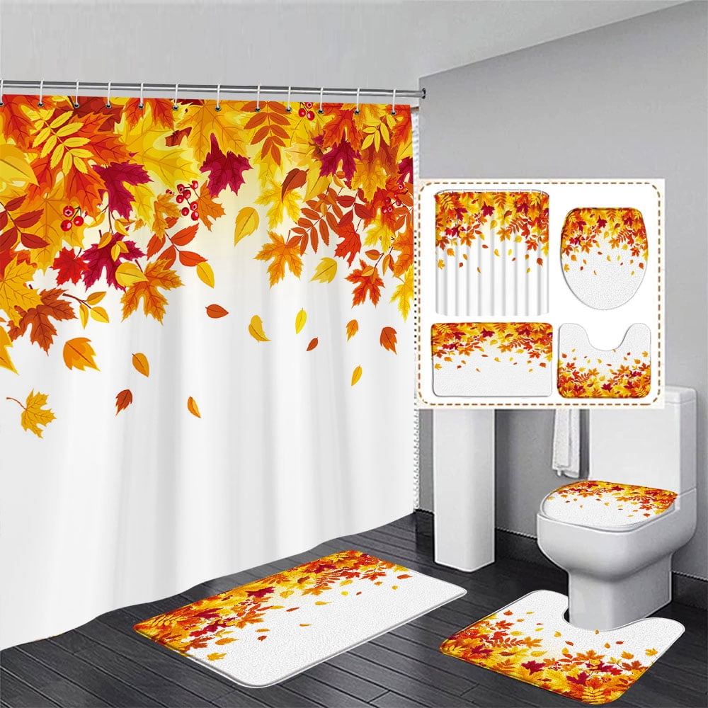 Thankgiving Turkey Print Pattern Bathroom Shower Curtain