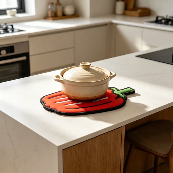 Pumpkin Silicone Heat Resistant Trivet, multi-function dual usage, stain resistant easy wash, cute shaped mat insulate hot cookware protect kitchen countertop sink desktop