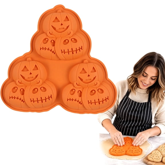 Pumpkin Silicone Mold 3D Pumpkin Cake Molds Halloween Theme Molds Pumpkins Baking Cupcake Pan Hot Chocolate Bomb Mold for Halloween Thanksgiving Fall Baking Muffin Wax Melts Soap Candle Making