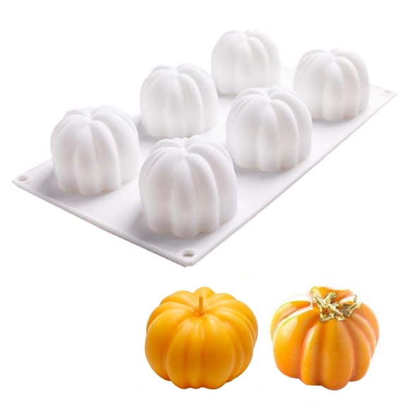 Pumpkin Silicone Mold 6 Cavities Cupcake Baking Pan Mousse Tray Molds Kitchen Cake Decoration Fondant Mold for Thanksgiving Fall Autumn Halloween Party