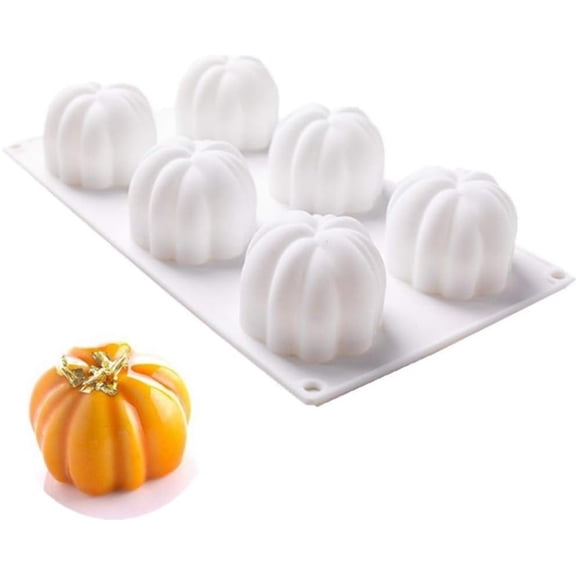 Pumpkin Silicone Mold 6 Cavities Cupcake Baking Pan Mousse Tray Molds Kitchen Cake Decoration Fondant Mold for Thanksgiving Fall Autumn Halloween Party
