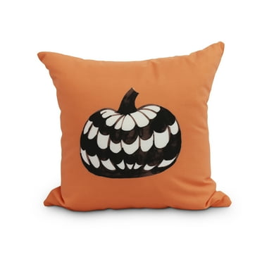 Pumpkin Single 26 Inch Orange Halloween Print Decorative Throw Pillow