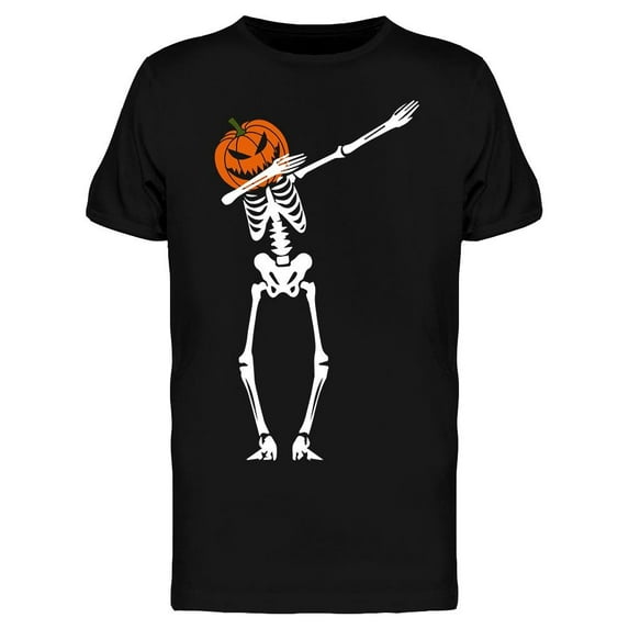 Pumpkin Skeleton Dabbing Dab Men T-Shirt, Male Medium