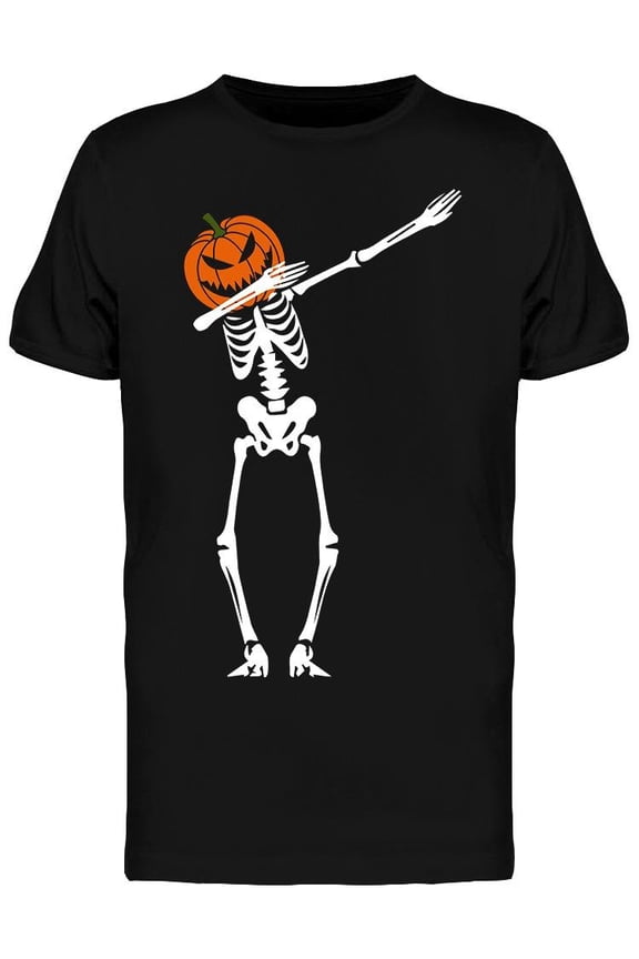 Pumpkin Skeleton Dabbing Dab Men T-Shirt, Male Medium