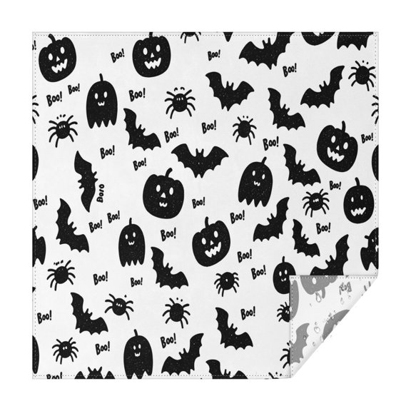 Pumpkin Skull Bat Spider Square Table Cover Waterproof Spillproof Happy Halloween Tablecolths Table Cover for Halloween Birthday Wedding Graduation (60x60 Inch)