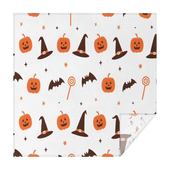 Pumpkin Skull Bat Spider Square Table Cover Waterproof Spillproof Happy Halloween Tablecolths Table Cover for Party Picnic Dinner Decor (52x52 Inch)
