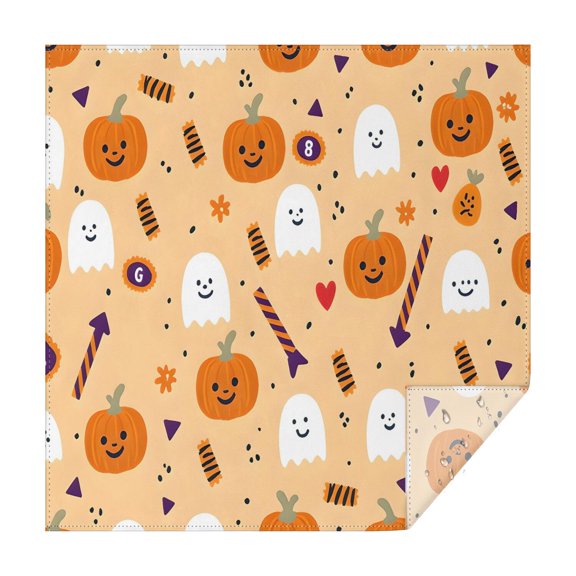 Pumpkin Skull Bat Spider Square Table Cover Waterproof Spillproof Happy Halloween Tablecolths Tablecloth for Halloween Party Decorations Favors (60x60 Inch)