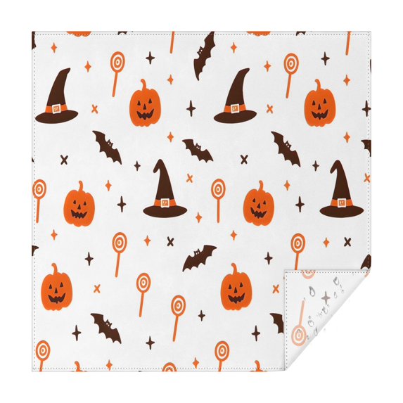 Pumpkin Skull Bat Spider Square Table Cover Wrinkle Resistant Washable Happy Halloween Table Covers Table Cloths for Halloween Party Decoration (42x42in)